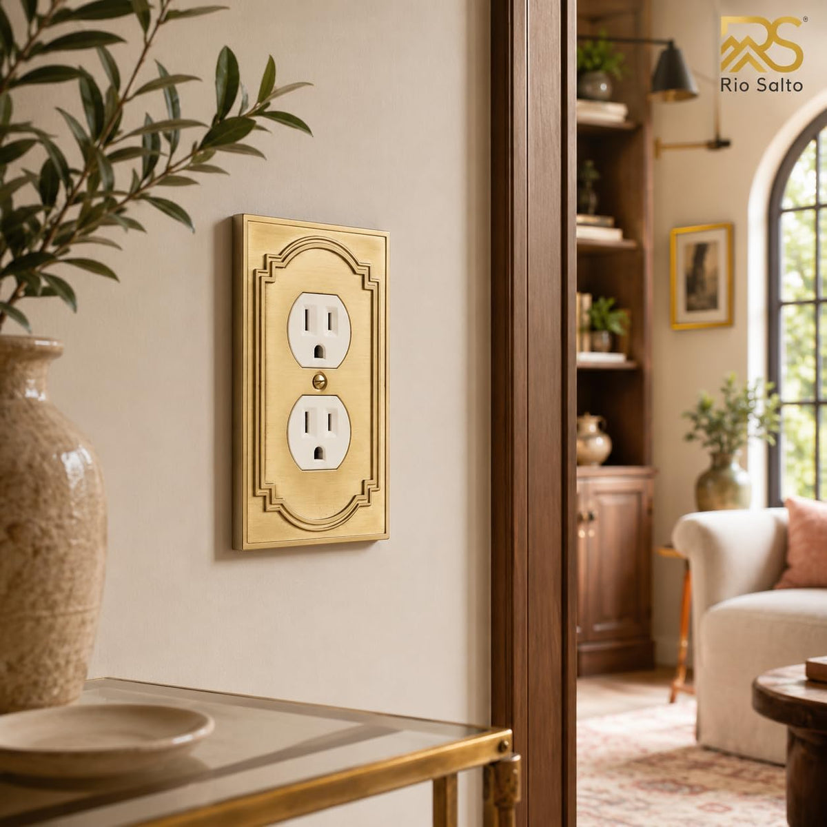 Rio Salto Gold Duplex Outlet Covers Receptacle Wall Plates Light Switch Cover Plate Electrical Socket Covers — Heritage