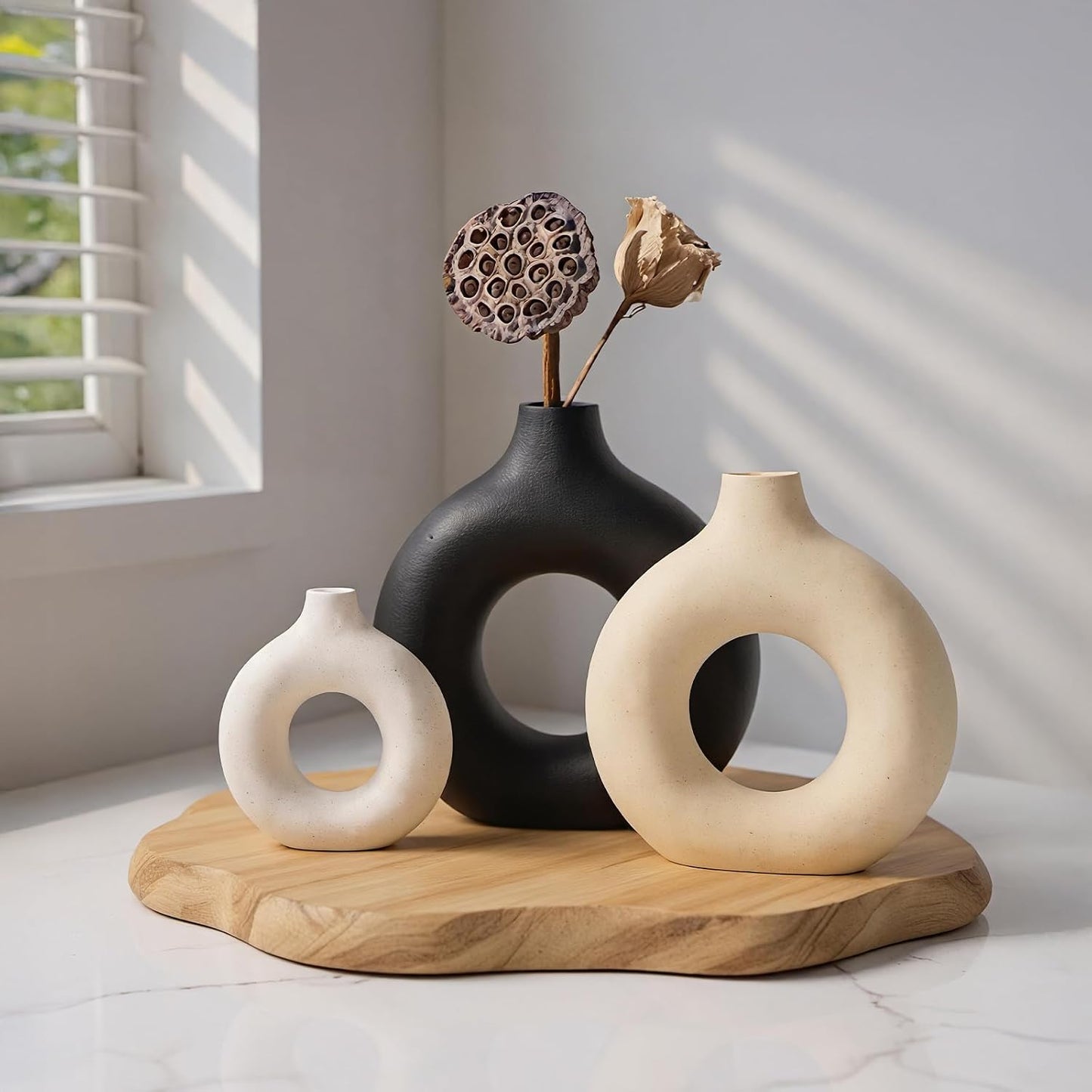 Ceramic Donut Vase Set / Set of 3