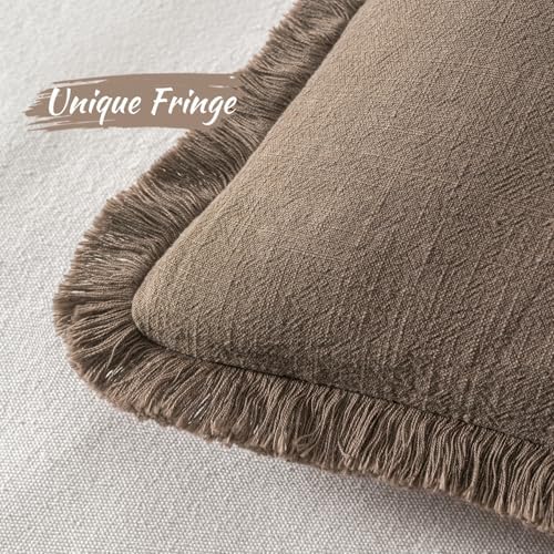 MIULEE Linen Decorative Fall Euro Throw Pillow Covers Cocoa Brown 26x26