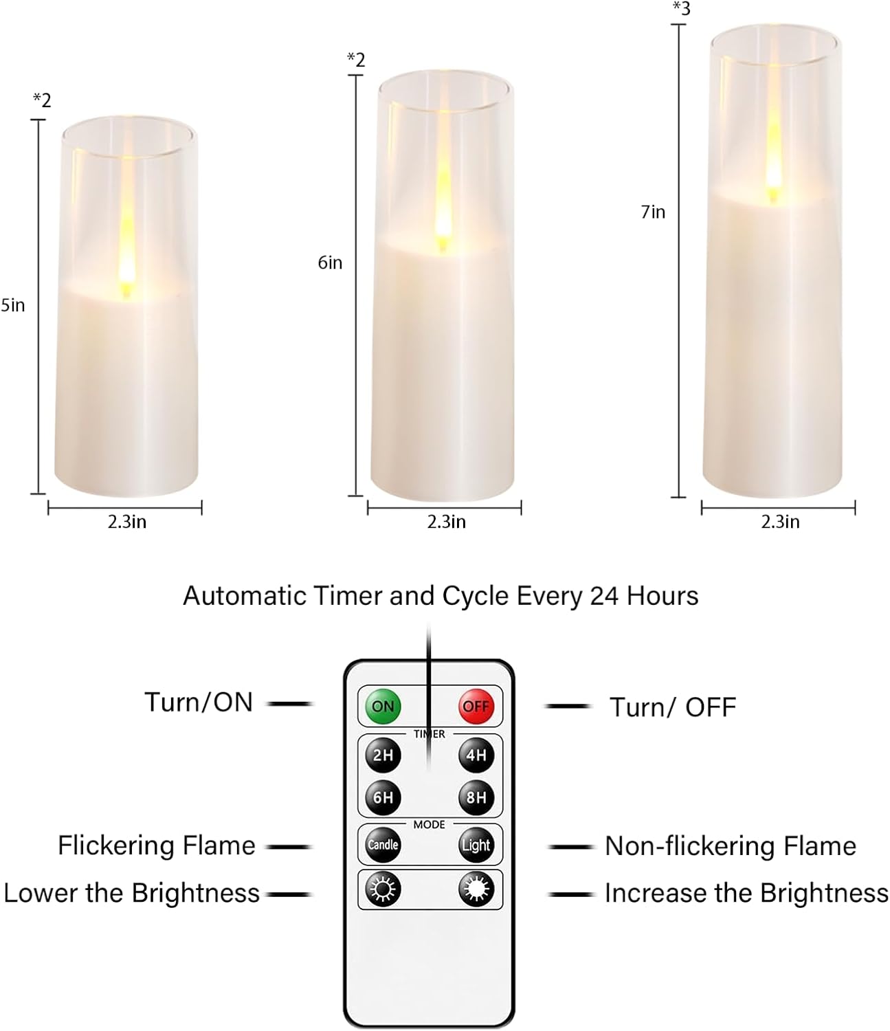kakoya Flameless LED Candles Upgraded Realistic Flickering Flame,7Pcs Battery Operated Candles with Remote Timers,LED