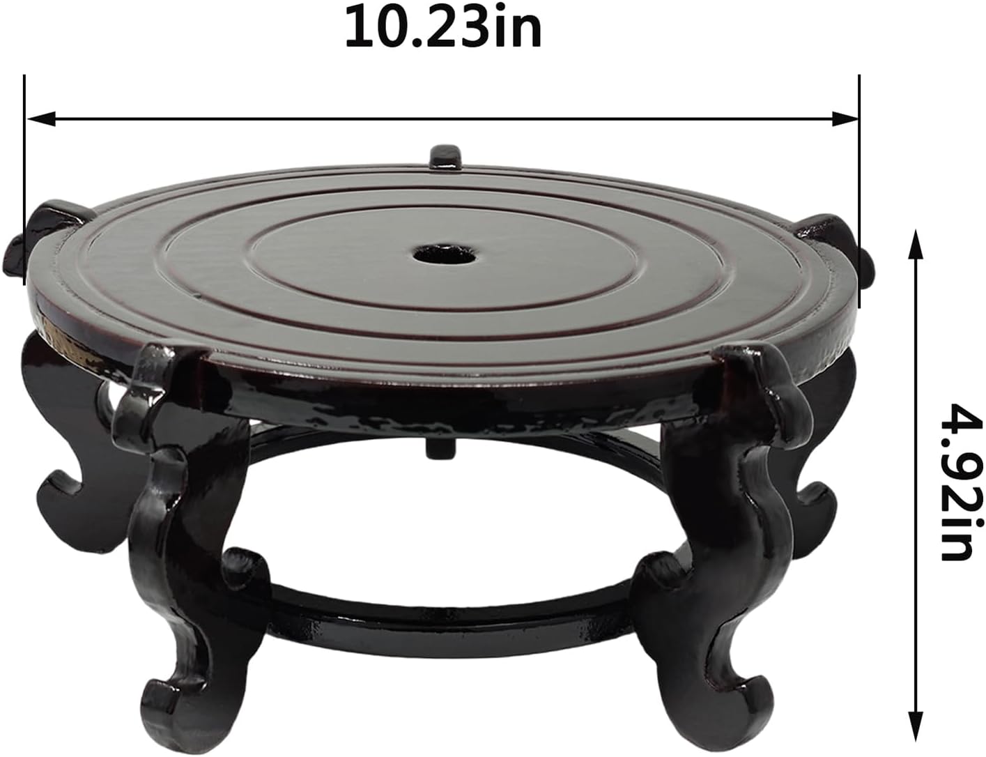 Feng Shui Chinese Wooden Fishbowl Planter Display Stand / 10 In