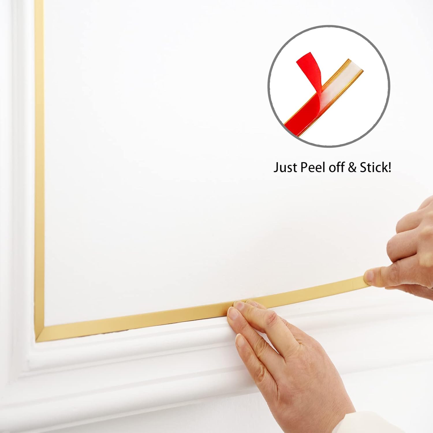Molding Trim Peel and Stick / 0.4"W x 196.8"L / Matte Gold