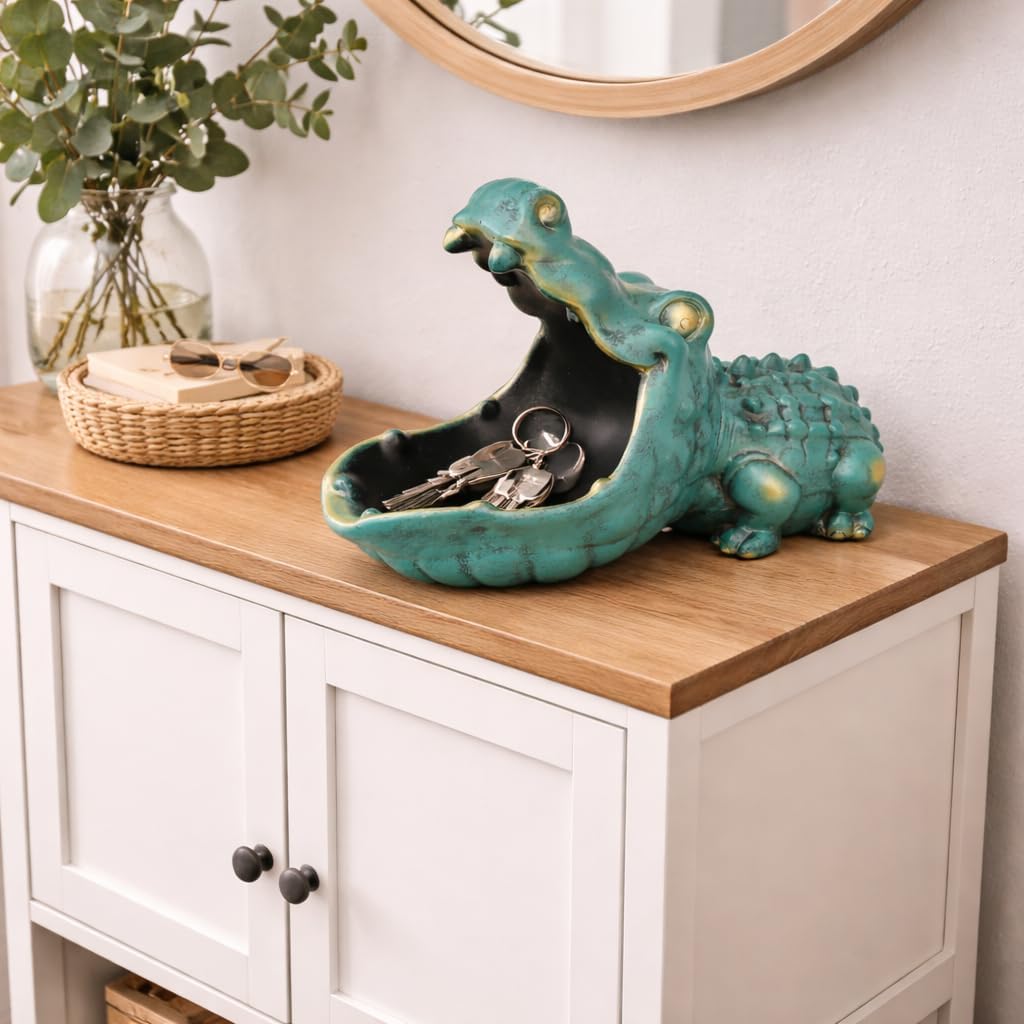 Alligator Statue Key Bowl / Green