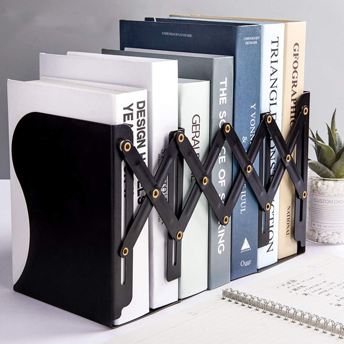 Adjustable Bookend Desktop Bookend Stand Holder Expandable Bookcase / Black