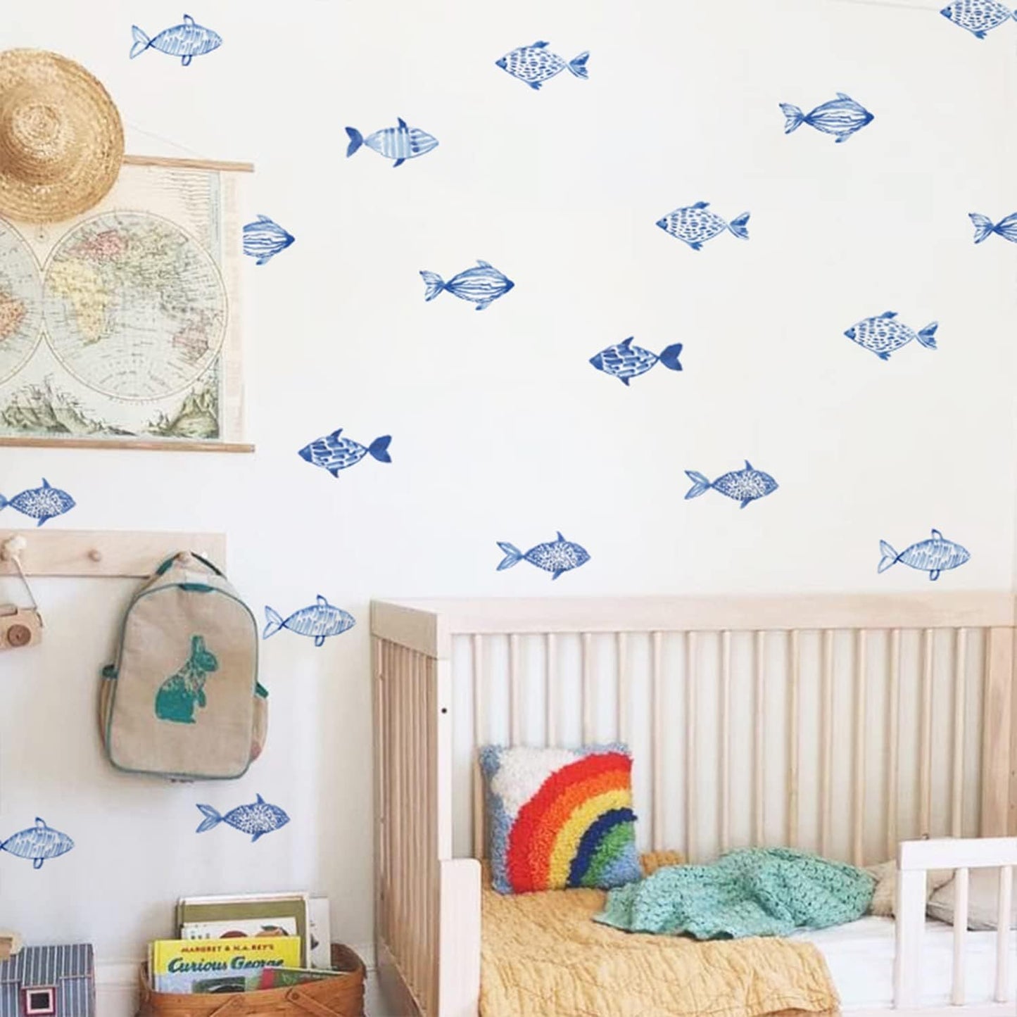 Under The Sea Wall Decals Peel and Stick / Blue Fish