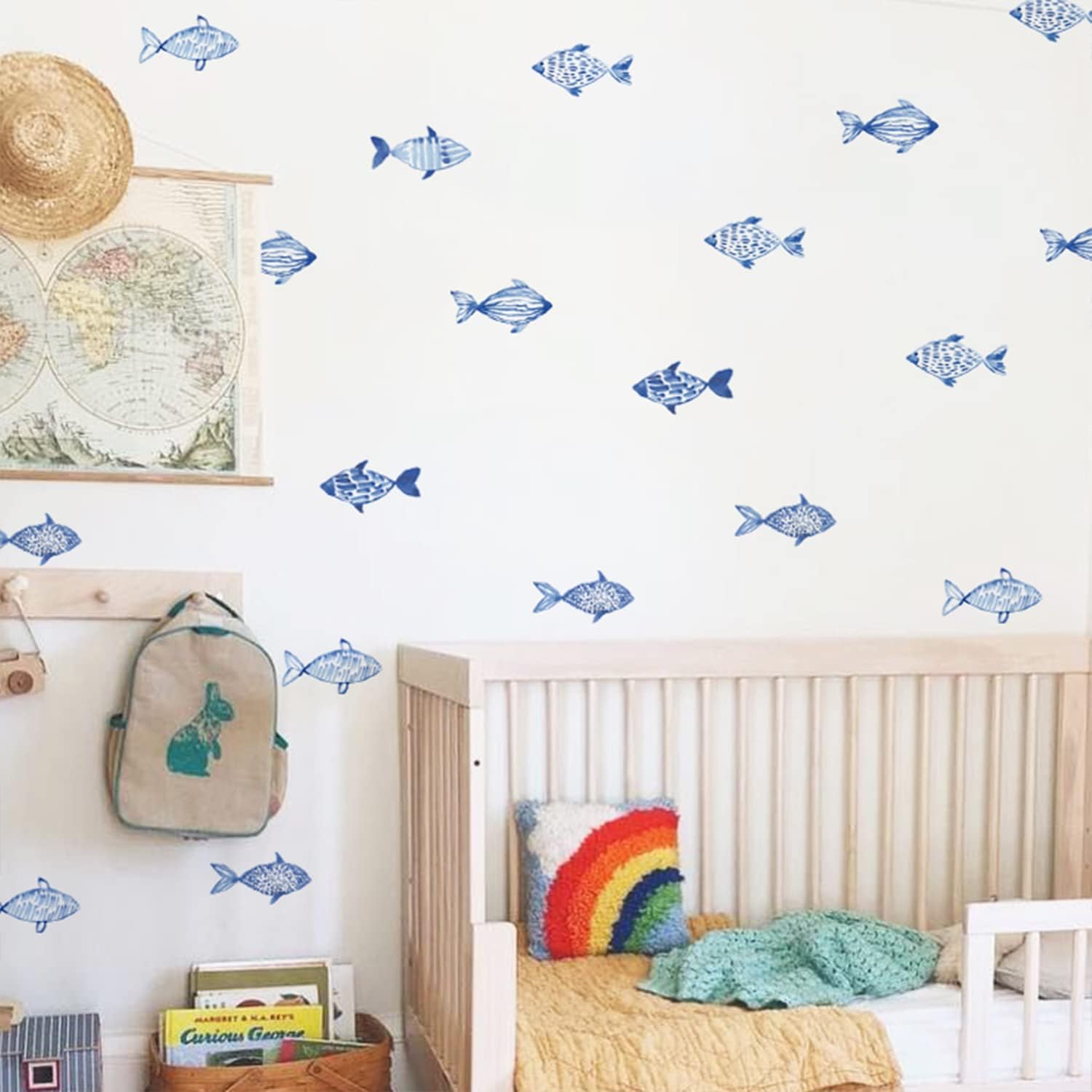 Under The Sea Wall Decals Peel and Stick / Blue Fish