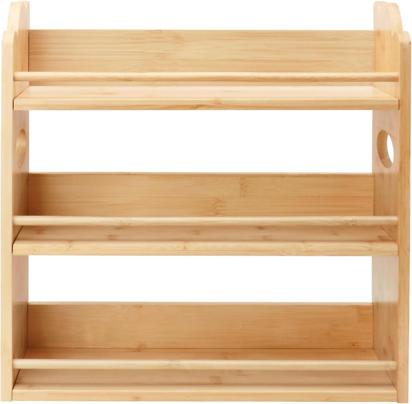 3-Tier Bamboo Spice Rack, Wall Mount & Countertop Spice Organizer | Seasoning Jars Rack Shelf Spice Organizer for