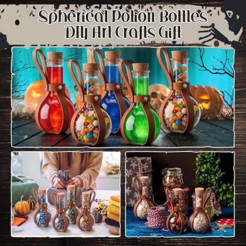 Baderke 6 Set 3oz Plastic Potion Bottle with Cork Stopper, Coffee