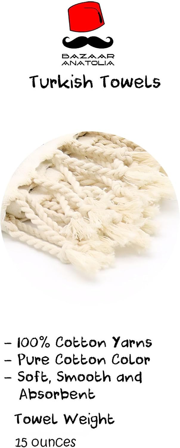 Turkish Bath Towel, 100% Cotton, 71x39 in, Arpa Beige