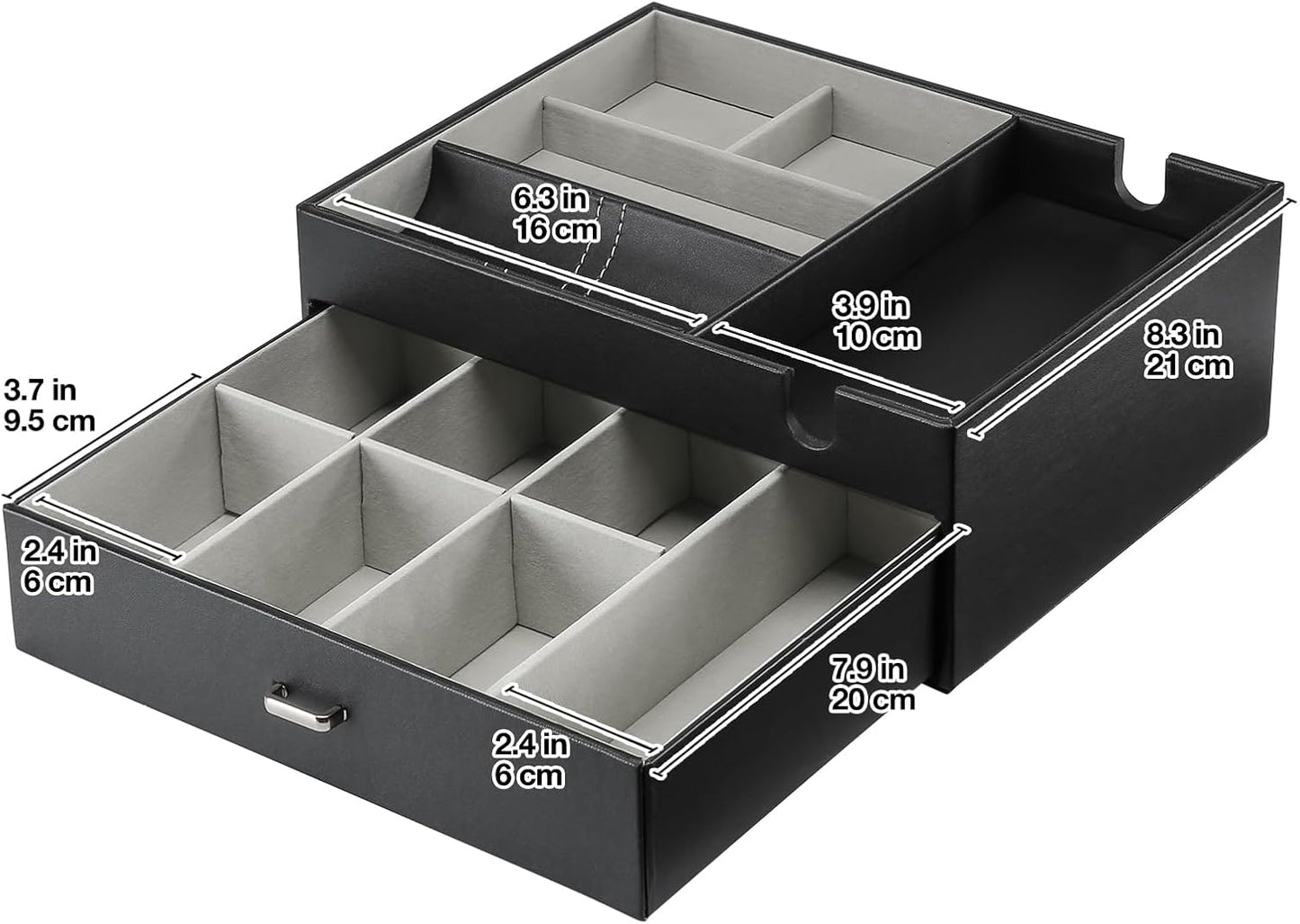 ProCase 2 Layers Valet Tray Gift for Men, Nightstand Organizer EDC Dump Catchall Trays with Phone Charging Station