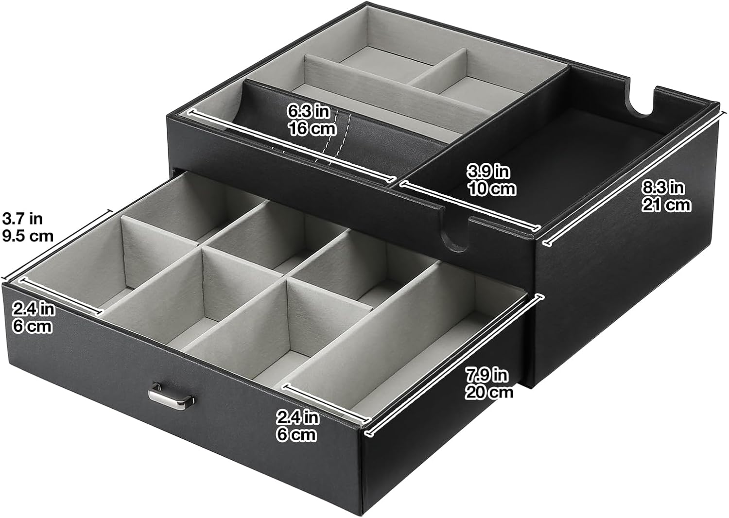ProCase 2 Layers Valet Tray Gift for Men, Nightstand Organizer EDC Dump Catchall Trays with Phone Charging Station