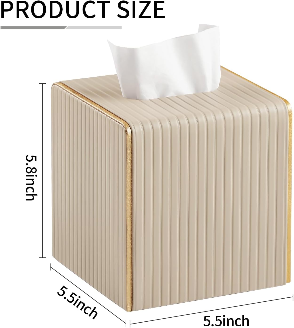 Square PU Leather Tissue Box Cover / Square Beige