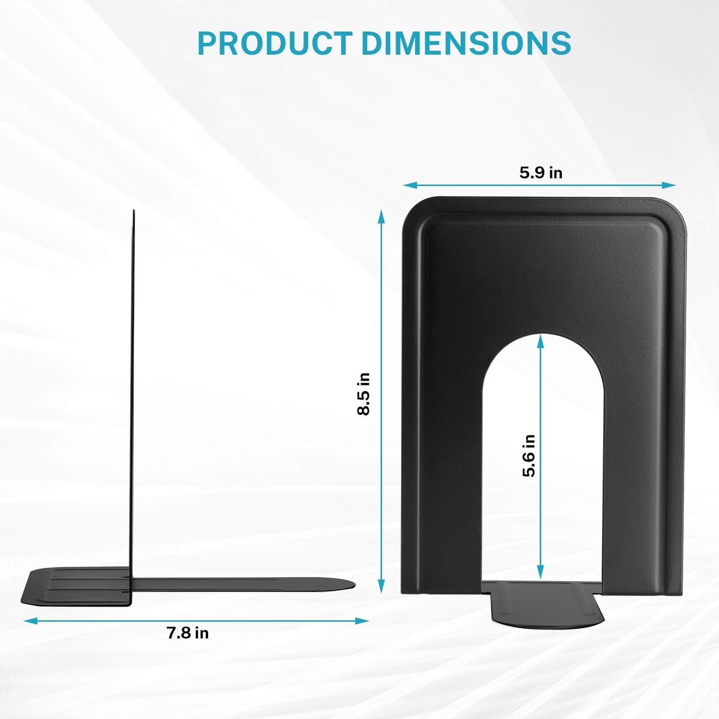 in Extra Large Heavy Duty Metal Book Ends / XL - 2 Pairs / Black / 8.5 Inch