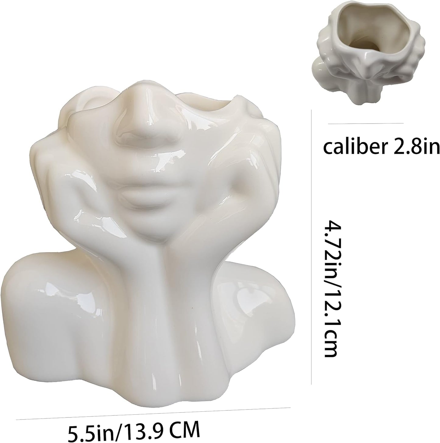 Face Vase Unique Ceramic Vase / White-a