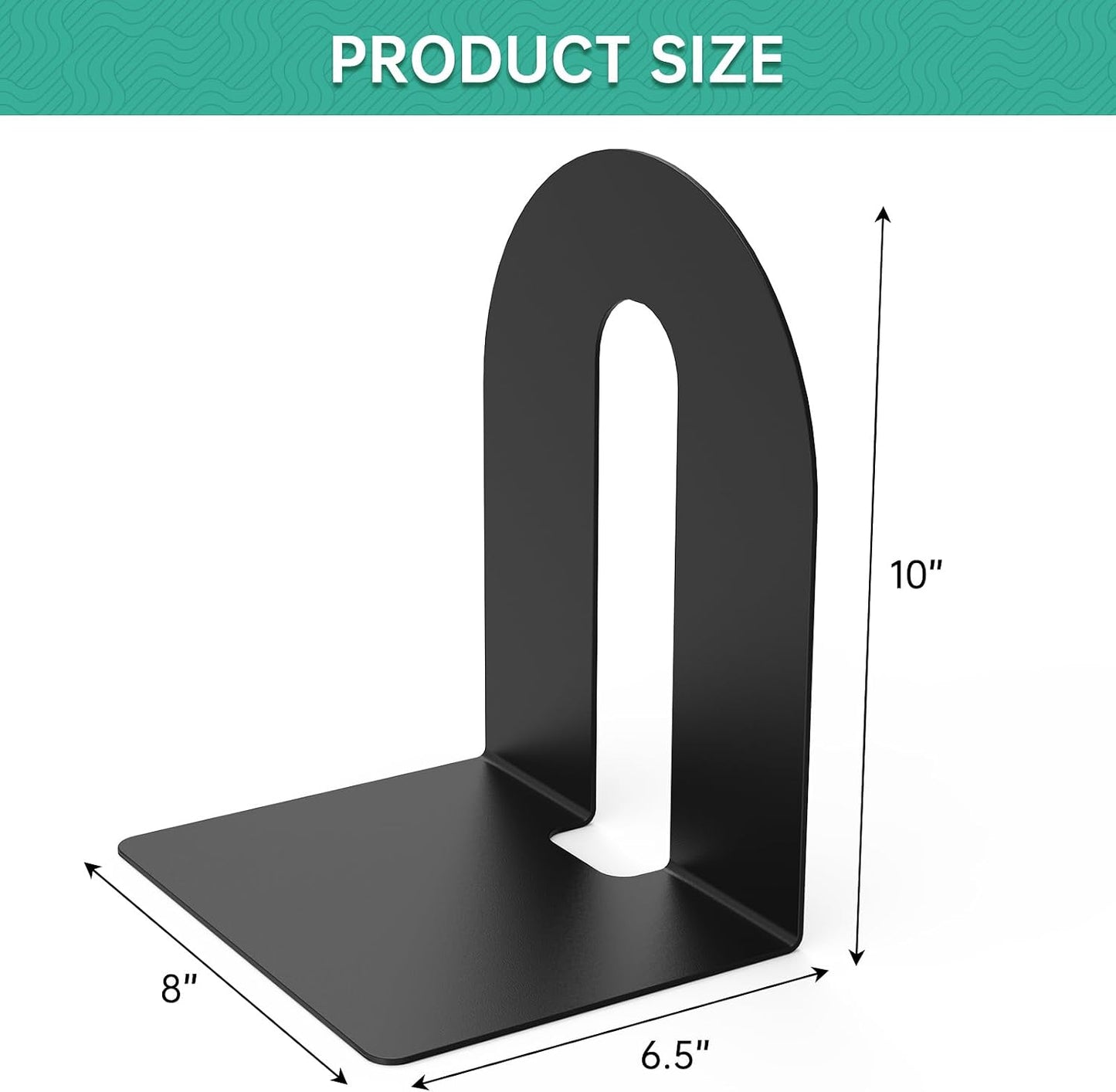 Heavy Duty 10" Bookends / Black / Set of 2