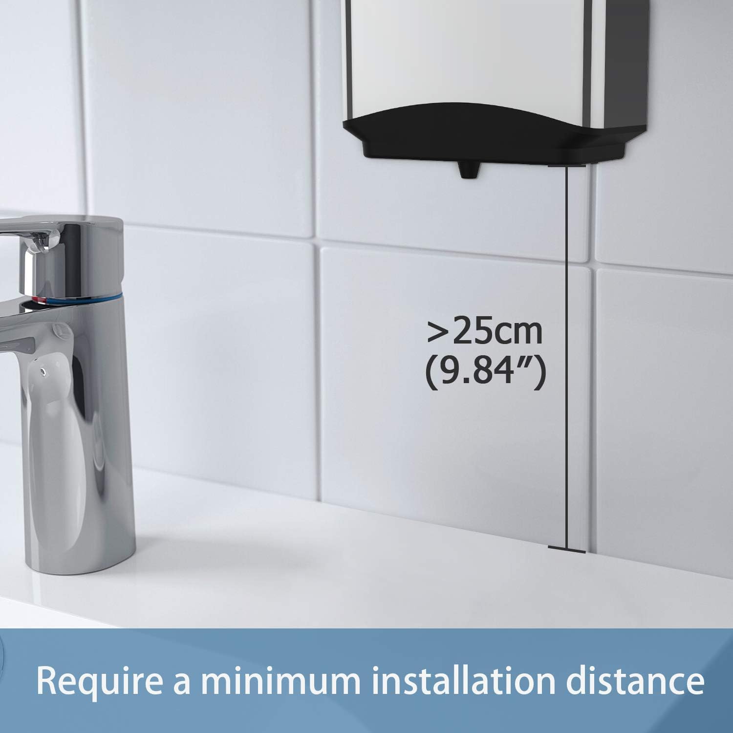 AIKE Heavy Duty Automatic Soap Dispenser,37oz for Bathroom,Polished Steel | 5-Level and Savety Key for Commercial(4*AA