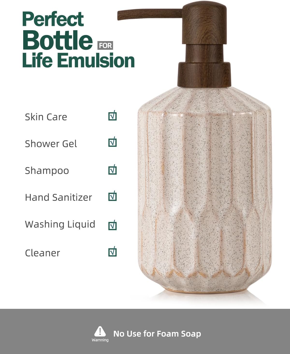 Bathroom Soap Dispenser Set, 16 OZ Ceramic Hand Soap Dispenser for Bathroom, Luxurious Hand and Dish Soap Dispenser Set