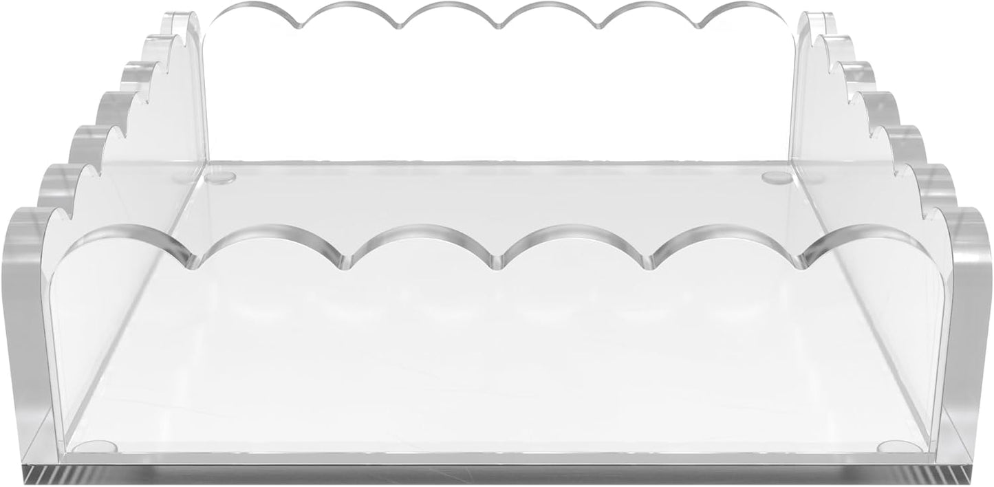 Scalloped Acrylic Tray / Clear / 8 x 8