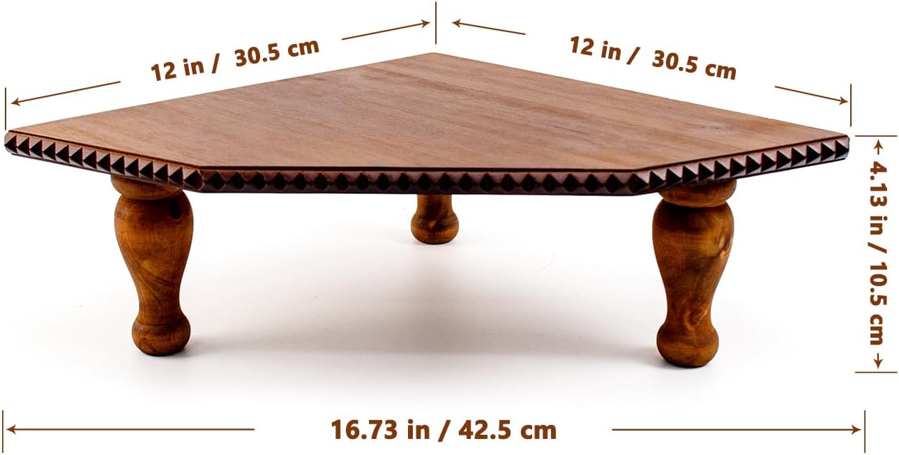 Wood Corner Counter Shelf Framehouse Decorative Tray Stand / Darkbrown