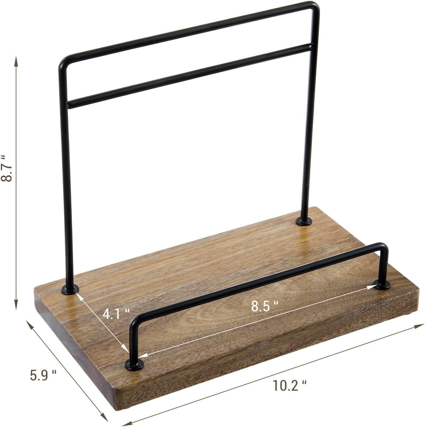 MyGift Acacia Wood Cookbook Stand, Black Metal Recipe Book Holder | Premium acacia wood and sturdy metal support