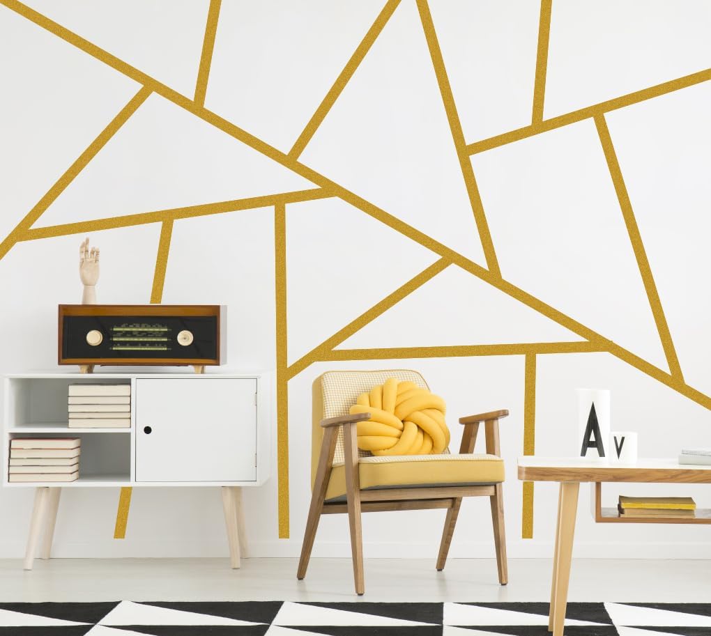 Wall Decal Striped Wall Decals Peel and Stick Metallic Line Walls Decals Modern Vinyl Walls / Gold