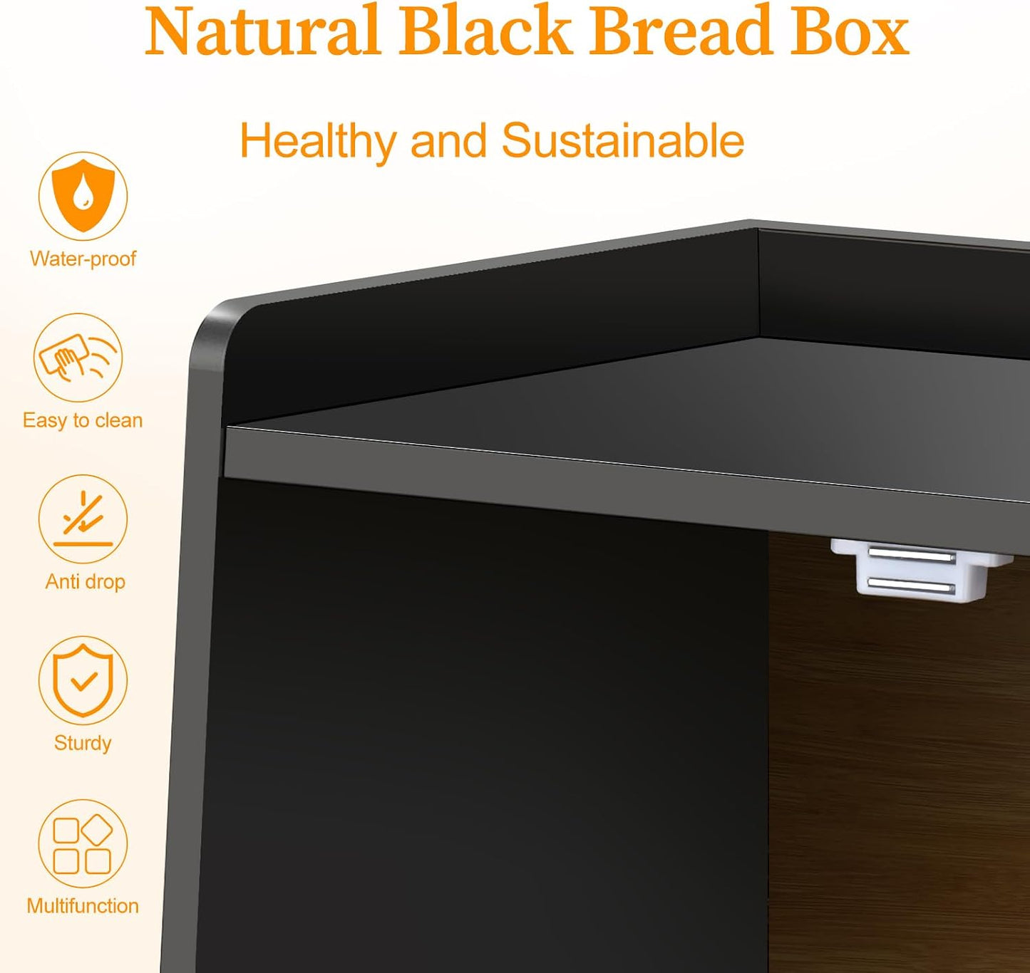 Bamboo Bread Box for Kitchen Countertop, Large Bread Storage Container Bin 2 Layer Breadbox Holder for Kitchen Counter
