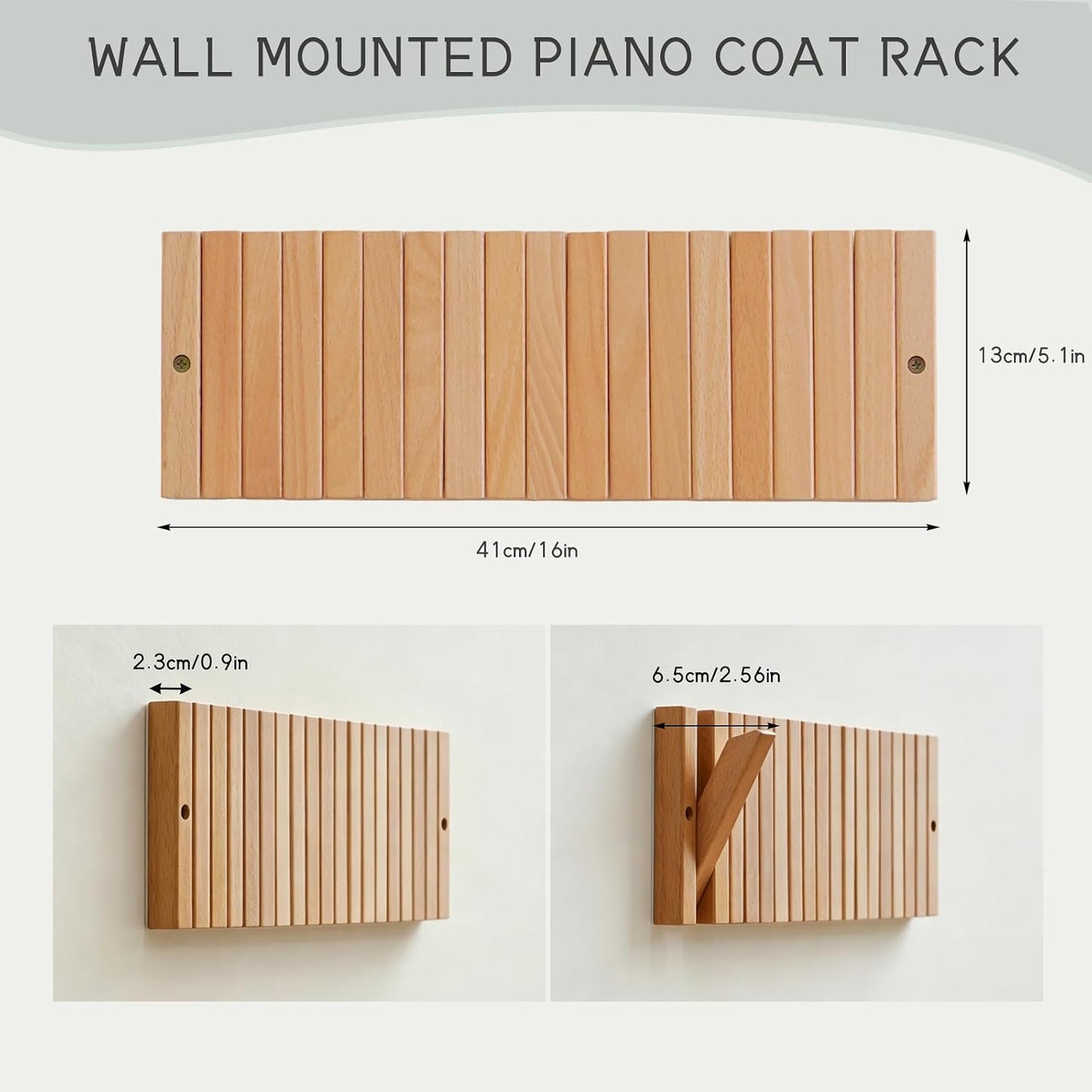 Decorative Wooden Wall Hooks / Natural Beech
