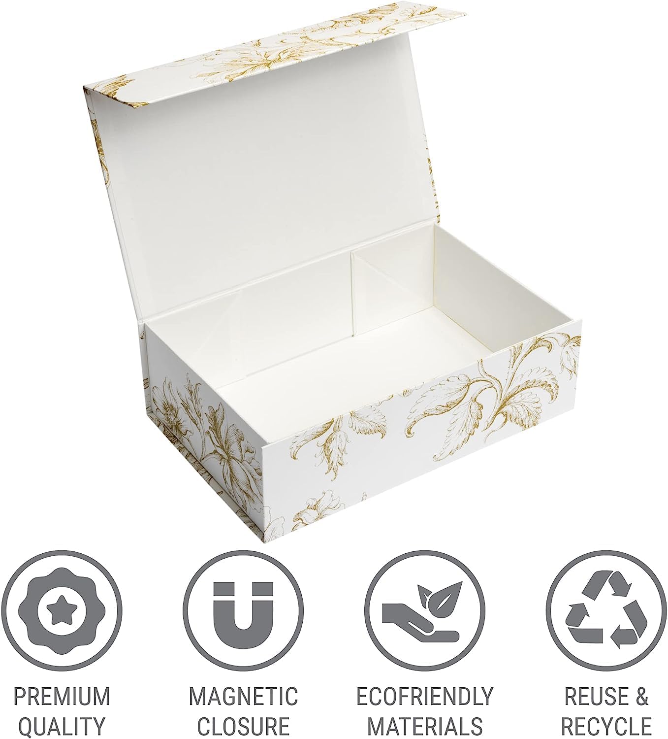 Floral Decorative Boxes / 11.5 x 7.5 x 3.5 / Golden Bouquet / Gold / Set of 3