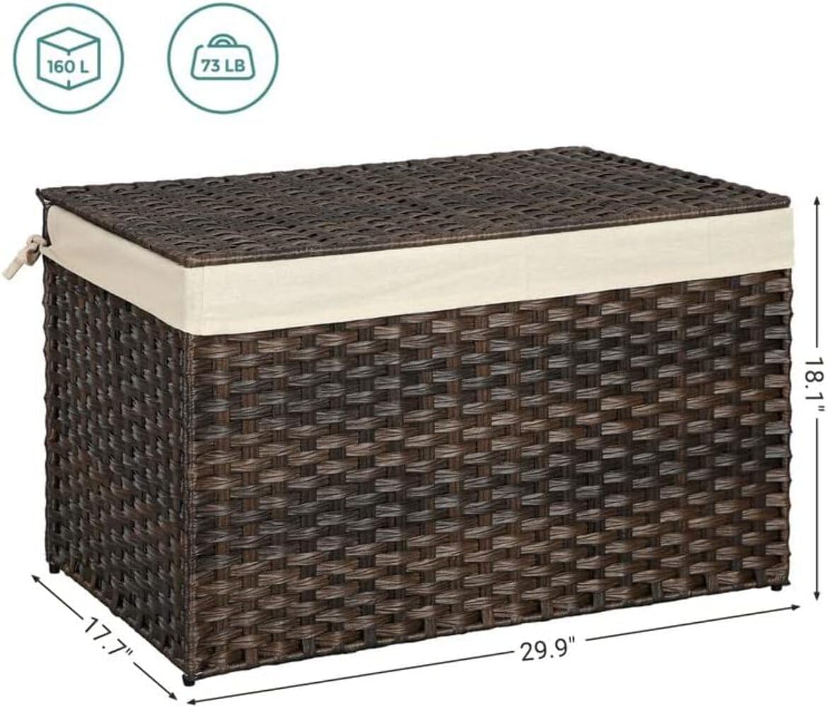 Metal Frame / Woven Blanket Storage Bin / 160 L / Brown