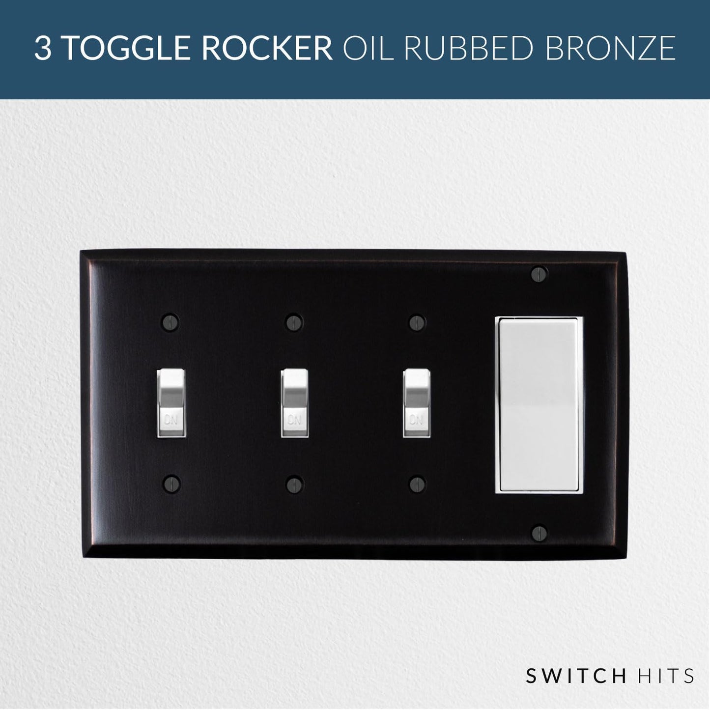 Triple Light Switch Plate Outlet Cover GFCI Decorative Wall Plate | 3 Toggle - 1 Rocker Oil Rubbed Bronze Electrical