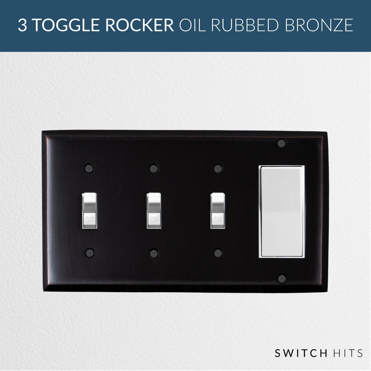 Triple Light Switch Plate Outlet Cover GFCI Decorative Wall Plate | 3 Toggle - 1 Rocker Oil Rubbed Bronze Electrical