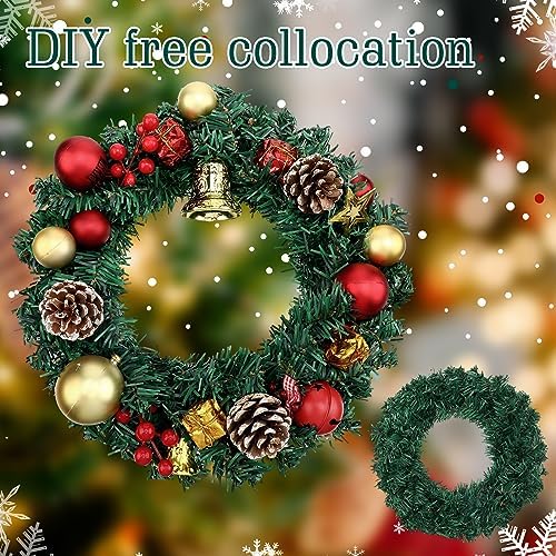 8 Pcs Christmas DIY Green Artificial Wreaths Bulk, 14 Inch, Classic