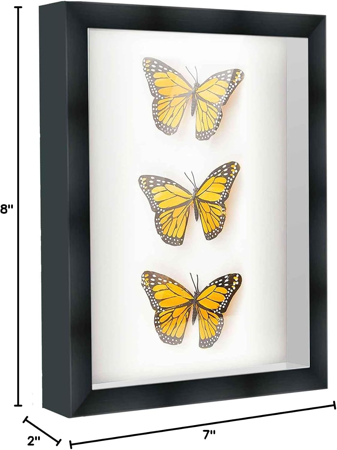 5x6 in Shadow Box Black Extra Deep 2" Solid Wood Shadow Box with White Acid-Free Backing, UV Acrylic Plexiglass &
