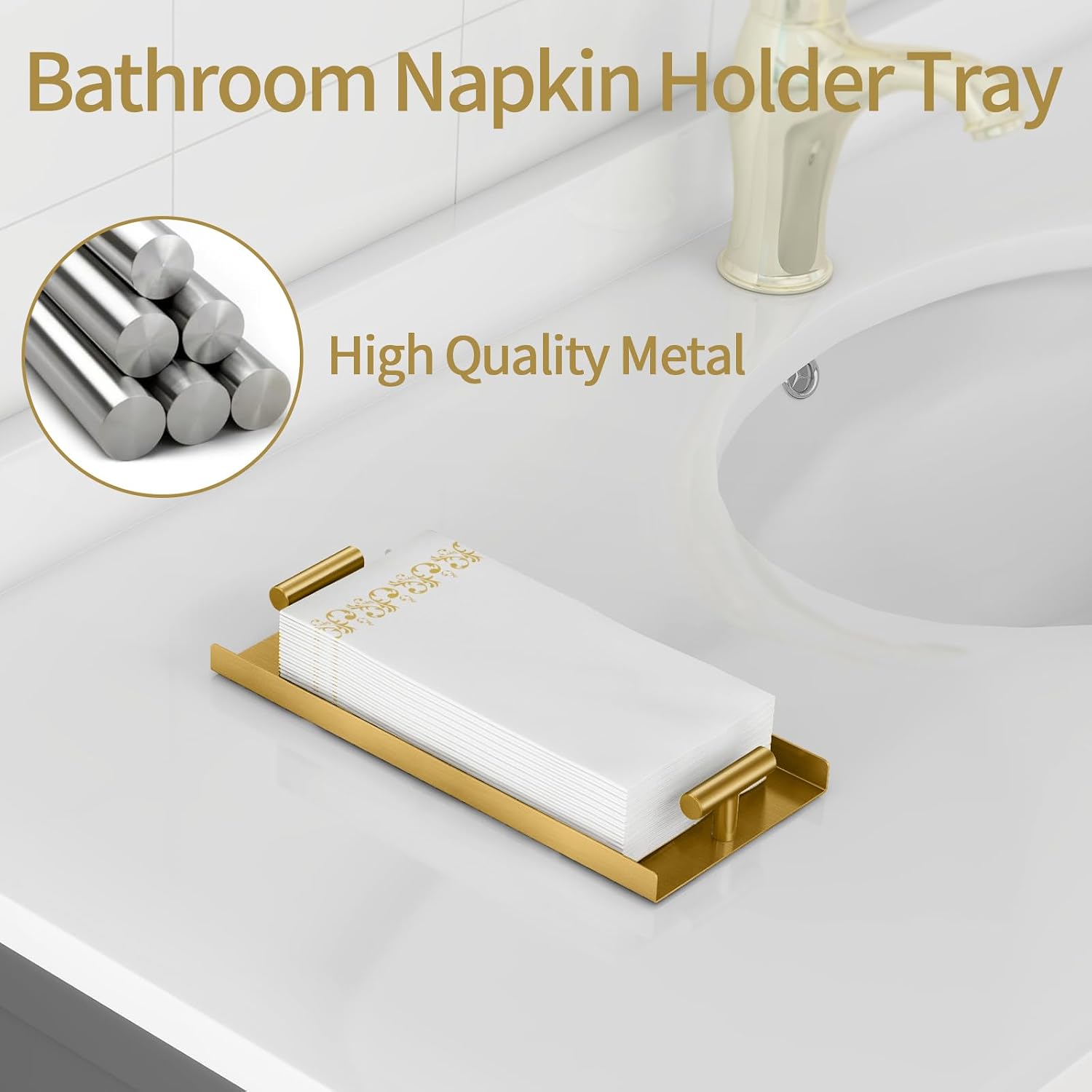 Napkin Holder / Guest Napkin Holders / Gold / Metal