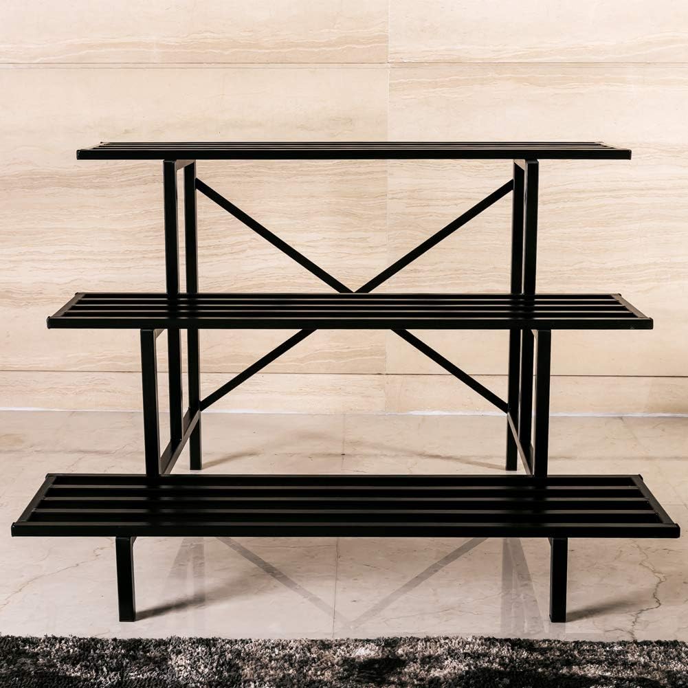 Zhongma 3 Tier Sturdy Metal Plant Stand, L35.43 x W26 x H23.6 inch, Heavy Duty Plant Holder for Home Indoor and