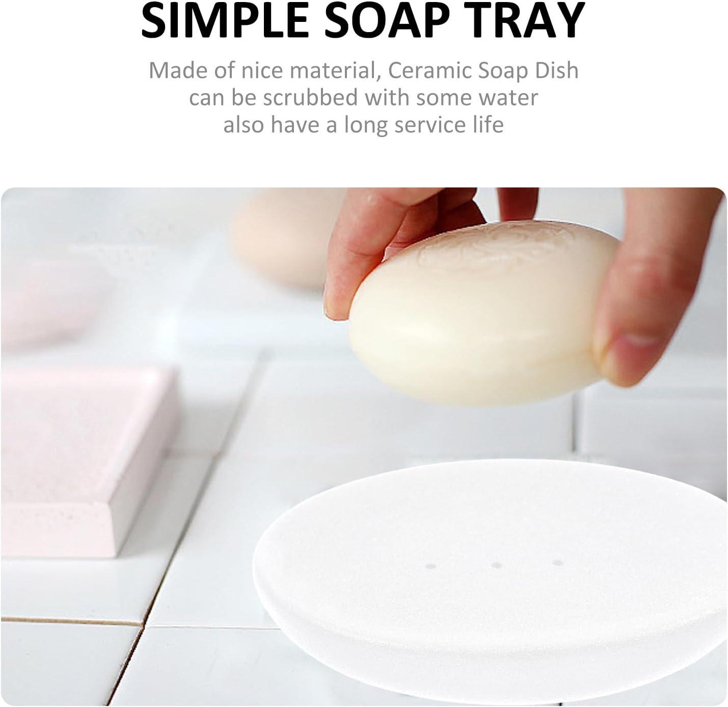 Ceramic Soap Dish In Oval Soap Holder / White / 4.60 x 3.34 x 0.78