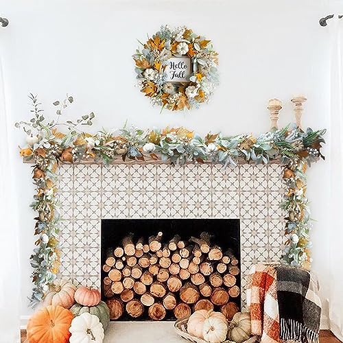Fall Wreath Pumpkin Garland Thanksgiving Autumn Neutral Garlands Decoration
