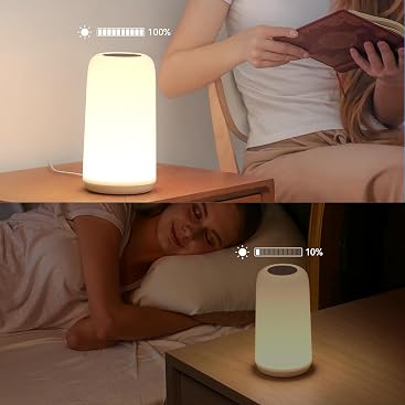 Touch Bedside Table LED Lamp, [Sleek Design & RGB Mode] Multi-Color Dimmable with Warm White Lights, Birthday Gifts for