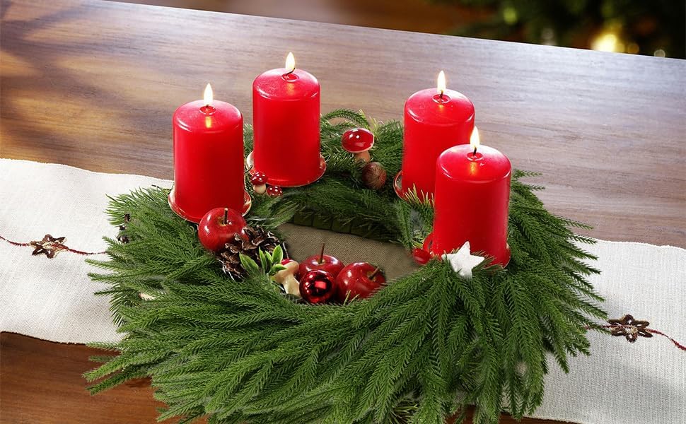 Hananona 4Pcs 6Ft Artificial Norfolk Pine Garlands, Real Touch Winter Pine Garland, Green Artificial Greenery Garland