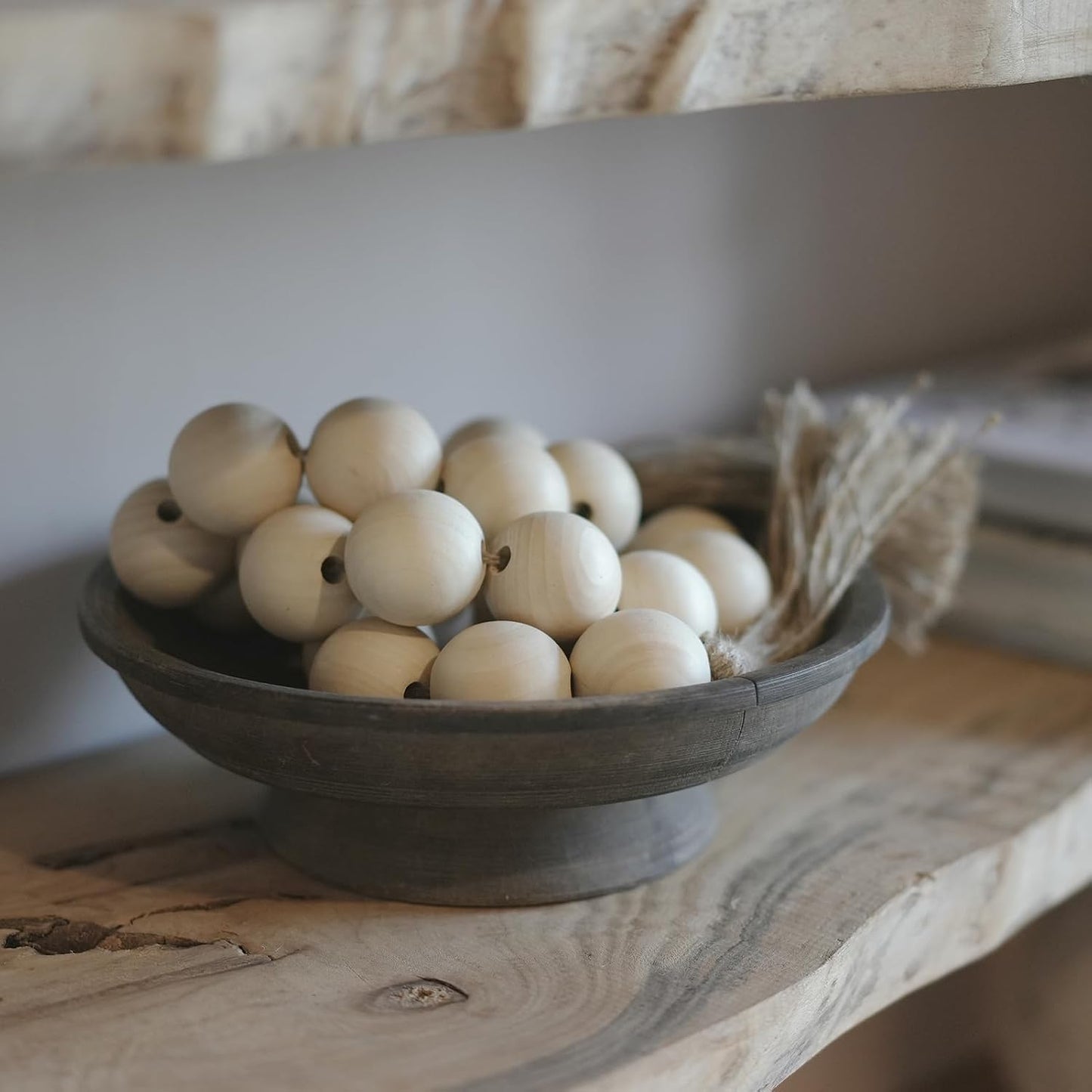 Wooden Beads Garland / 67 Inches / Nature Beige