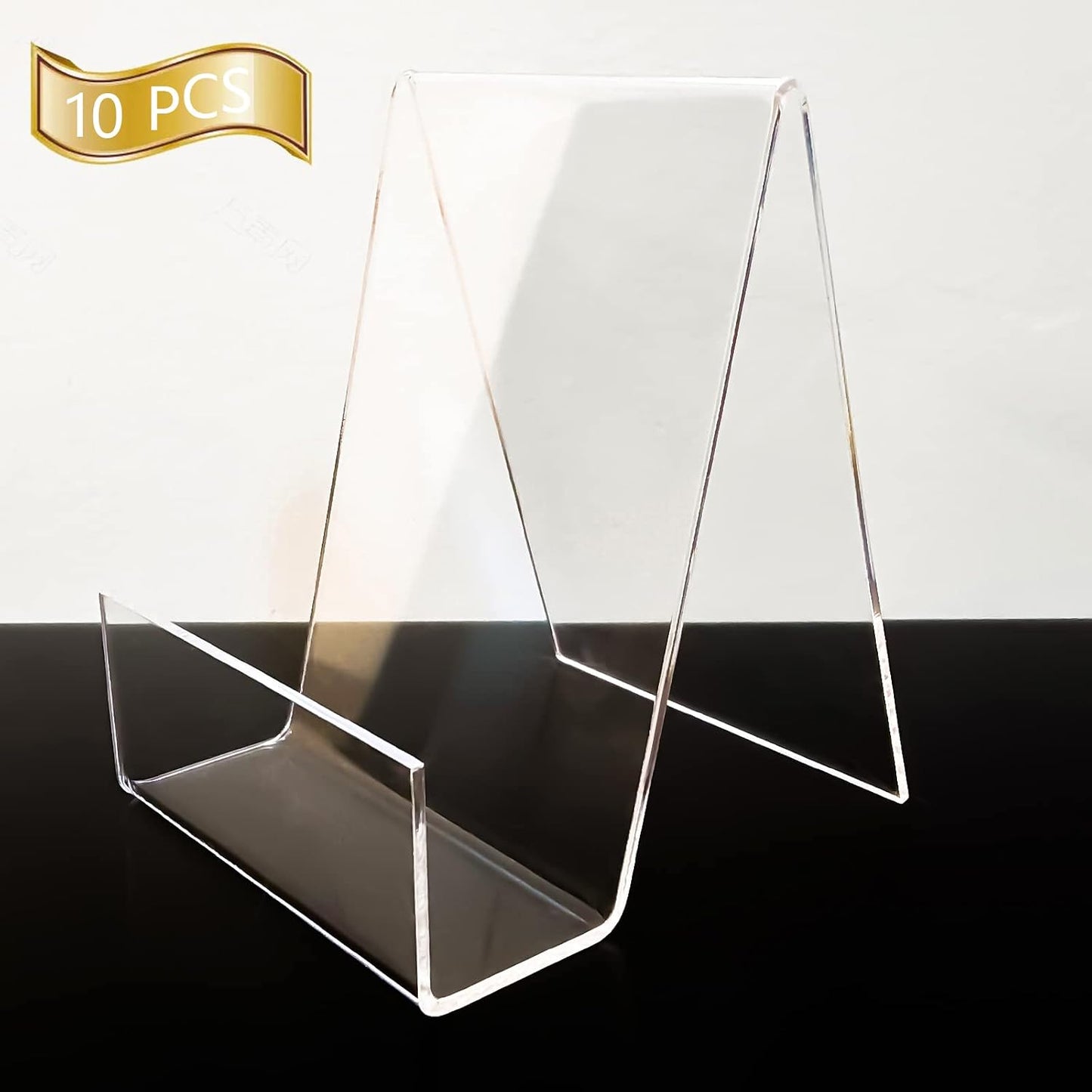 Acrylic Book Display Stand Easel / Clear / 4 x 3 / Set of 10
