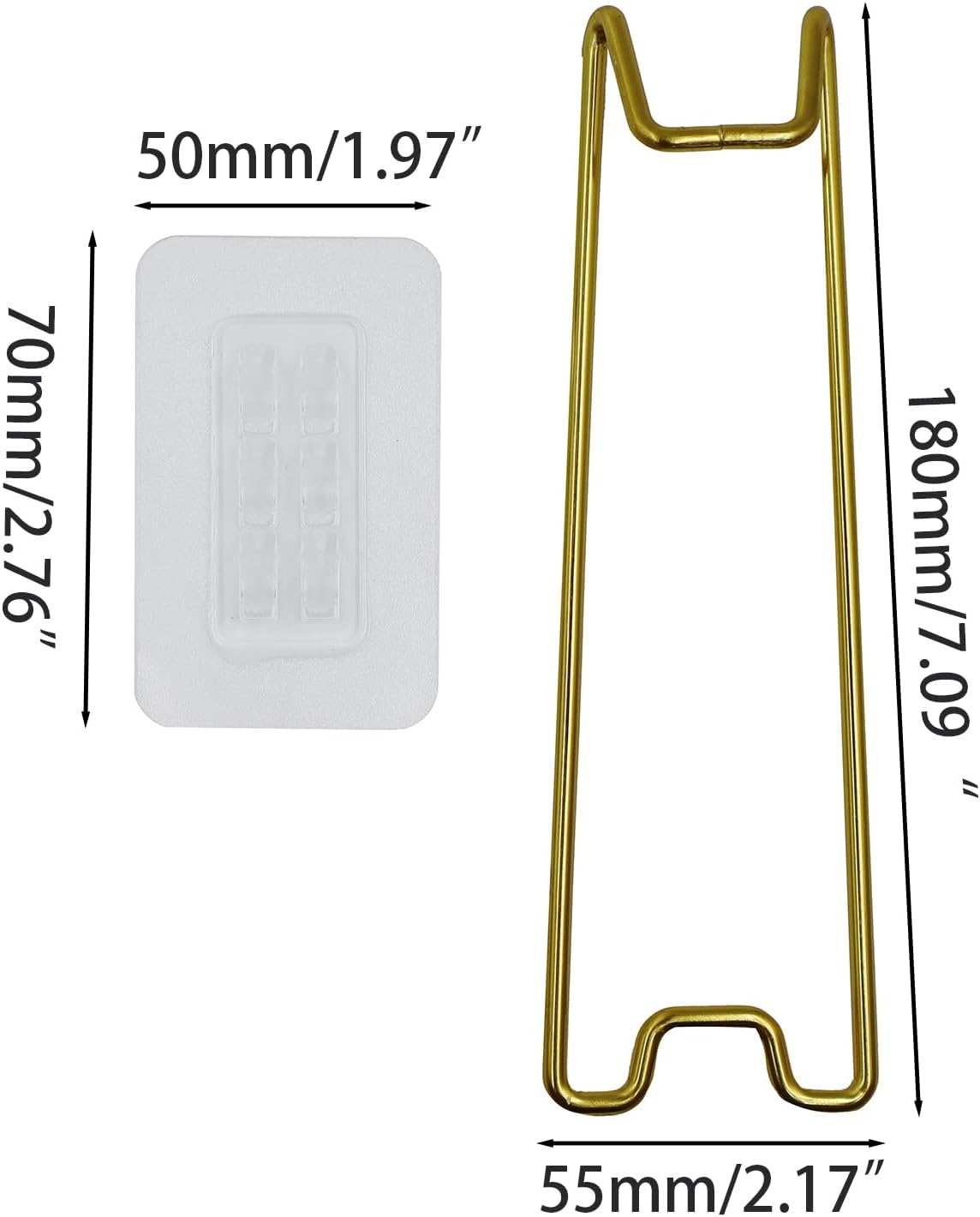 Metal Picture Frame Stand Self Adhesive Table top Photo Holder Stand Easel / 7 x 2 / Gold / Set of 4