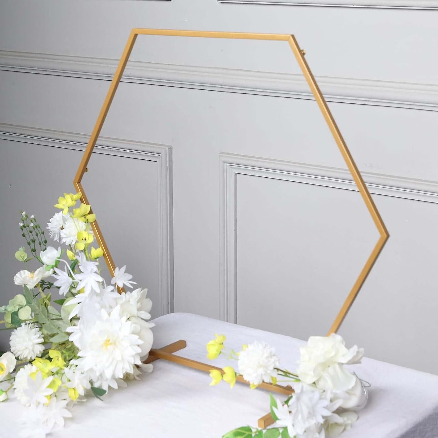 Efavormart 24" Metal Hexagon Table Wedding Arch Centerpiece Stand / Gold