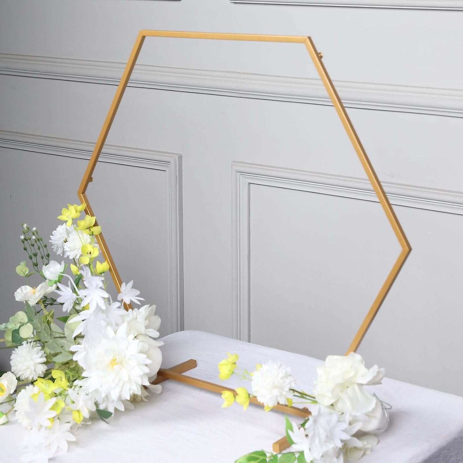 Efavormart 24" Metal Hexagon Table Wedding Arch Centerpiece Stand / Gold