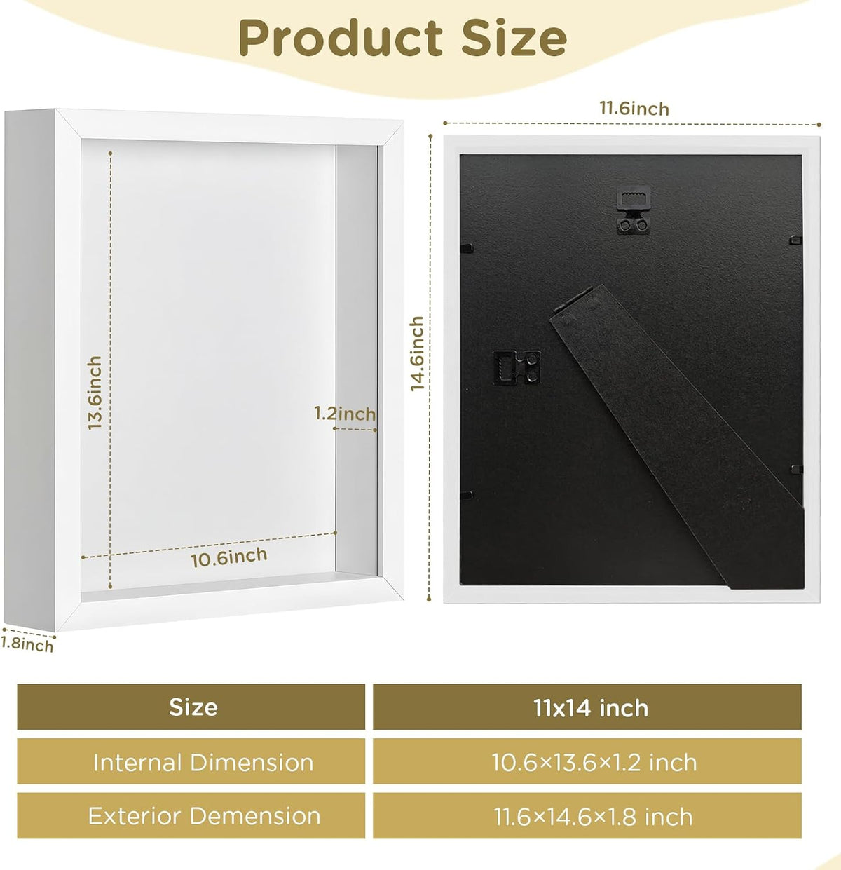 2 Pack Shadow Box Frame 11"x 14" - Wood Deep Shadowbox with Glass | Shadow Boxes Display Cases Suitable for Photos