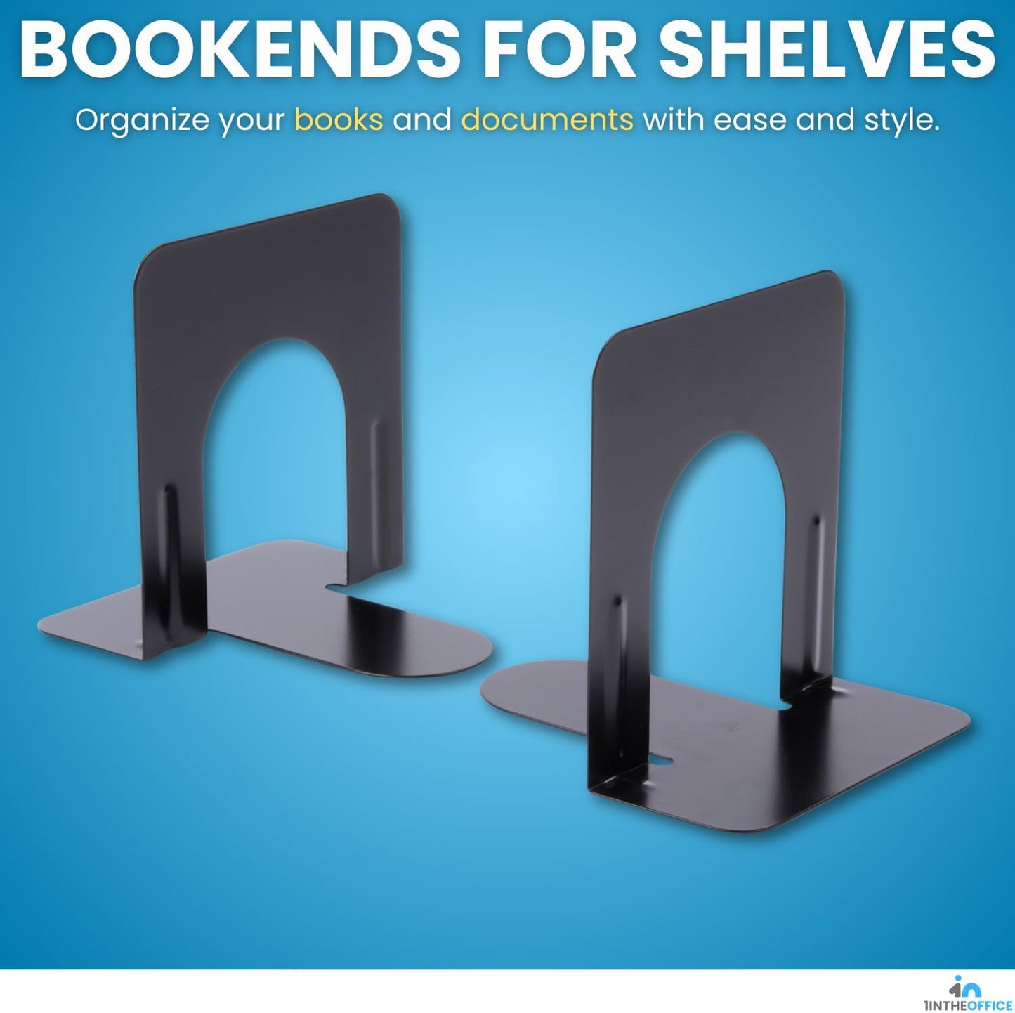 Metal Bookends / Bookends / Black / 4 x 4 / Set of 4