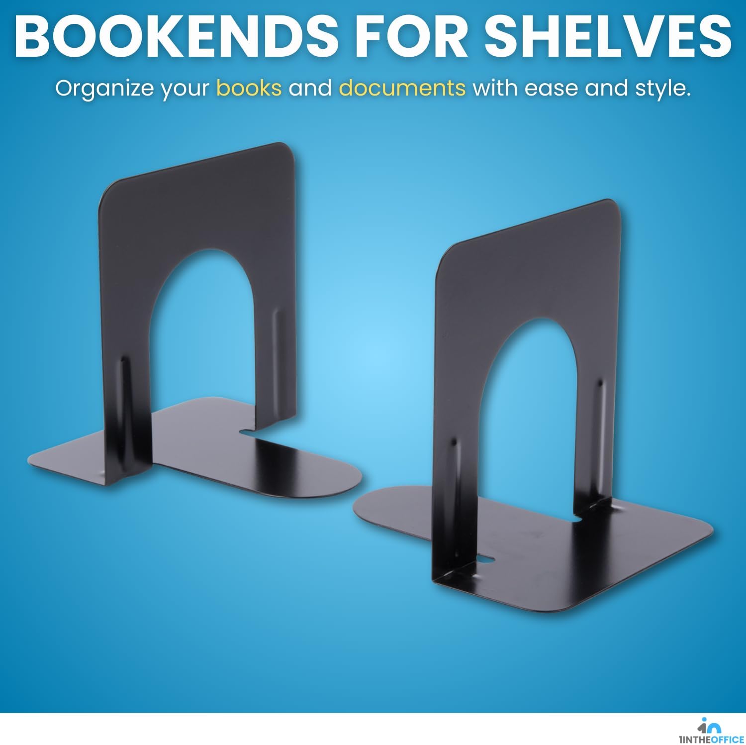Metal Bookends / Bookends / Black / 4 x 4 / Set of 4