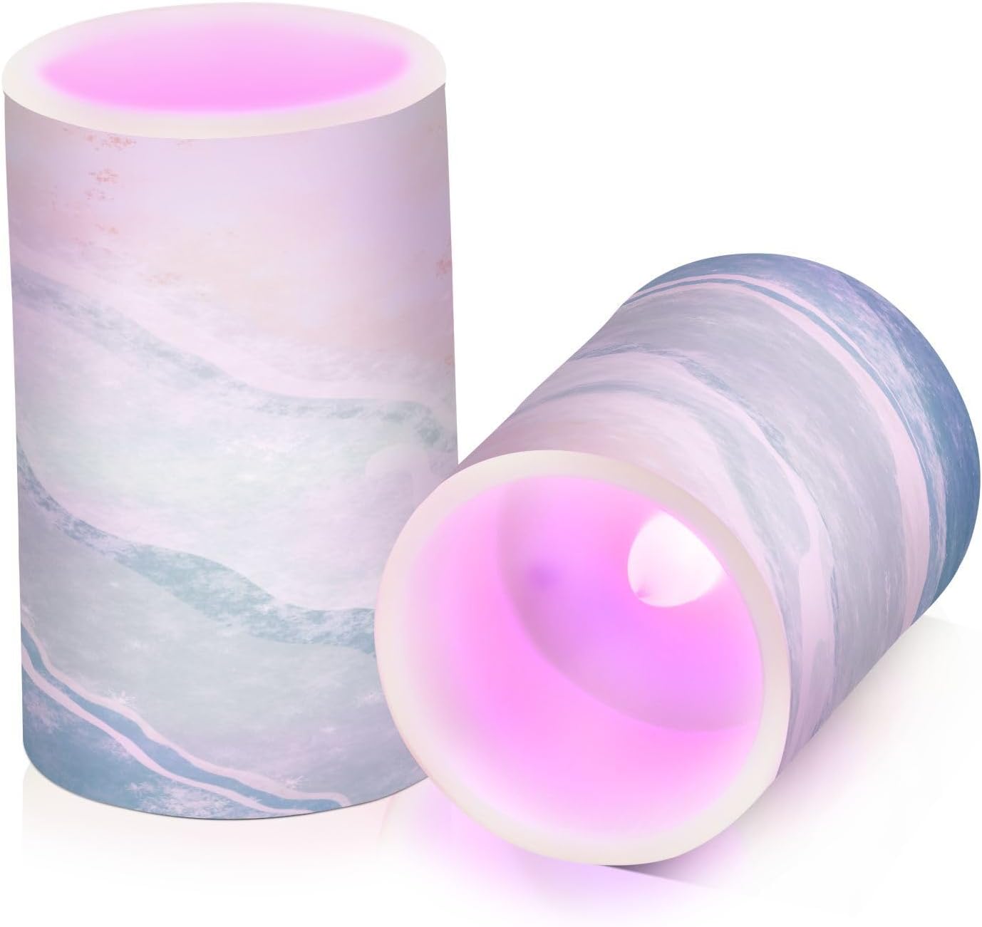 Flickering Flameless Candles, Bohemian Beach LED Candles with Remote Timer, Set of 2 Battery Operated Candle for