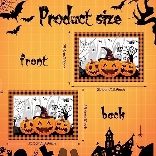 Honoson 100 Pcs Halloween Placemats Pumpkin Ghost Buffalo Plaid Paper 14x10