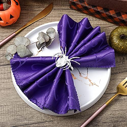 Patelai 8 Piece Halloween Metal Spider Napkin Rings for Dinner,Silver
